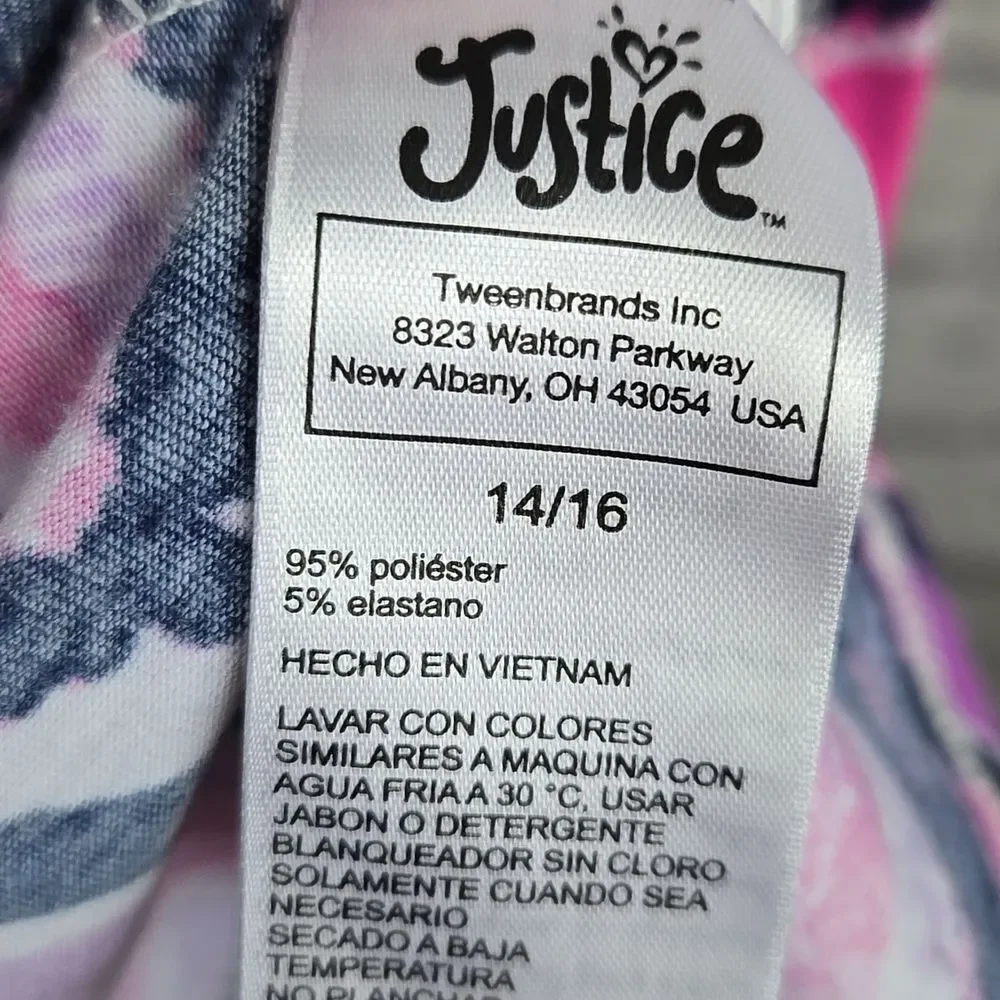 Justice Chevron Stripe Dress Girls 14/16 Pink Black Fit & Flare Jersey Knit XL